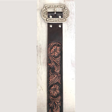 Load image into Gallery viewer, Sunflower Antique Leather Tooled Belt
