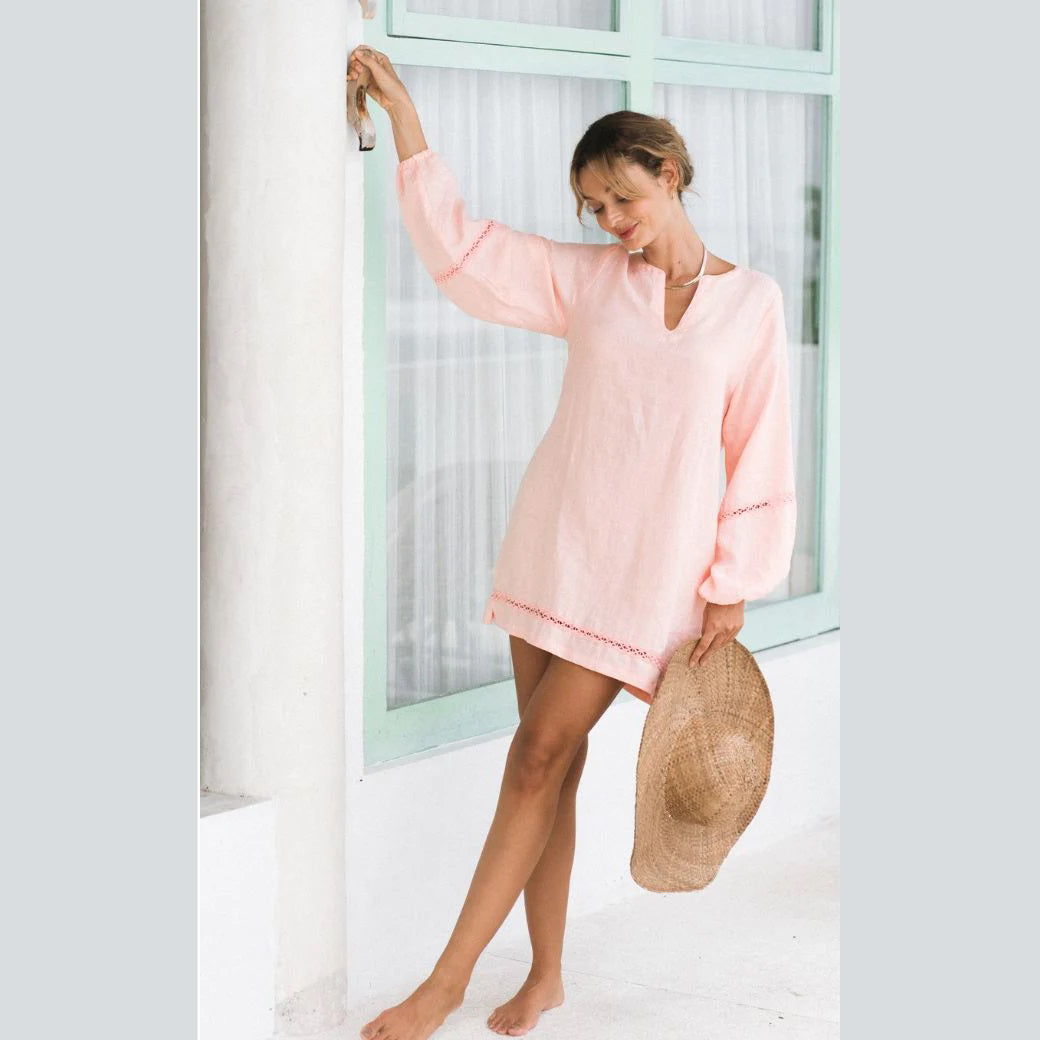 Joslin Mini Linen Dress Seashell Pink