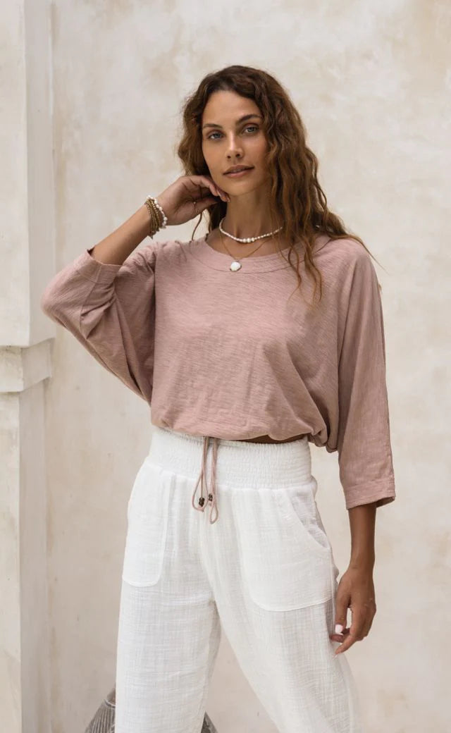 Lotus Jersey Top Tea Rose