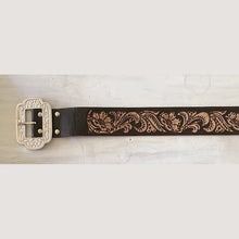 Load image into Gallery viewer, Sunflower Antique Leather Tooled Belt
