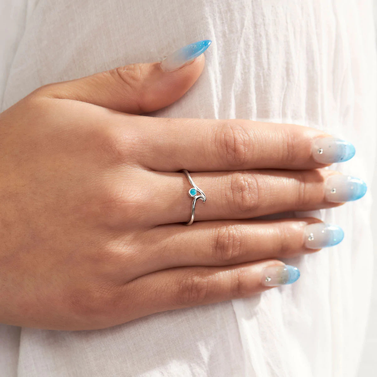 Dainty Ripple Turquoise Ring - Desert to Ocean