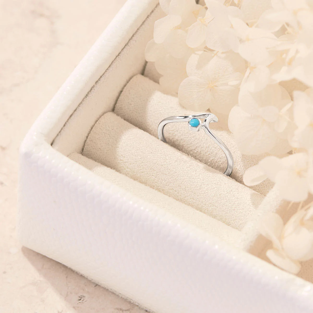 Dainty Ripple Turquoise Ring - Desert to Ocean