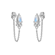 Load image into Gallery viewer, Mystic Temple And Chain Moonstone Studs
