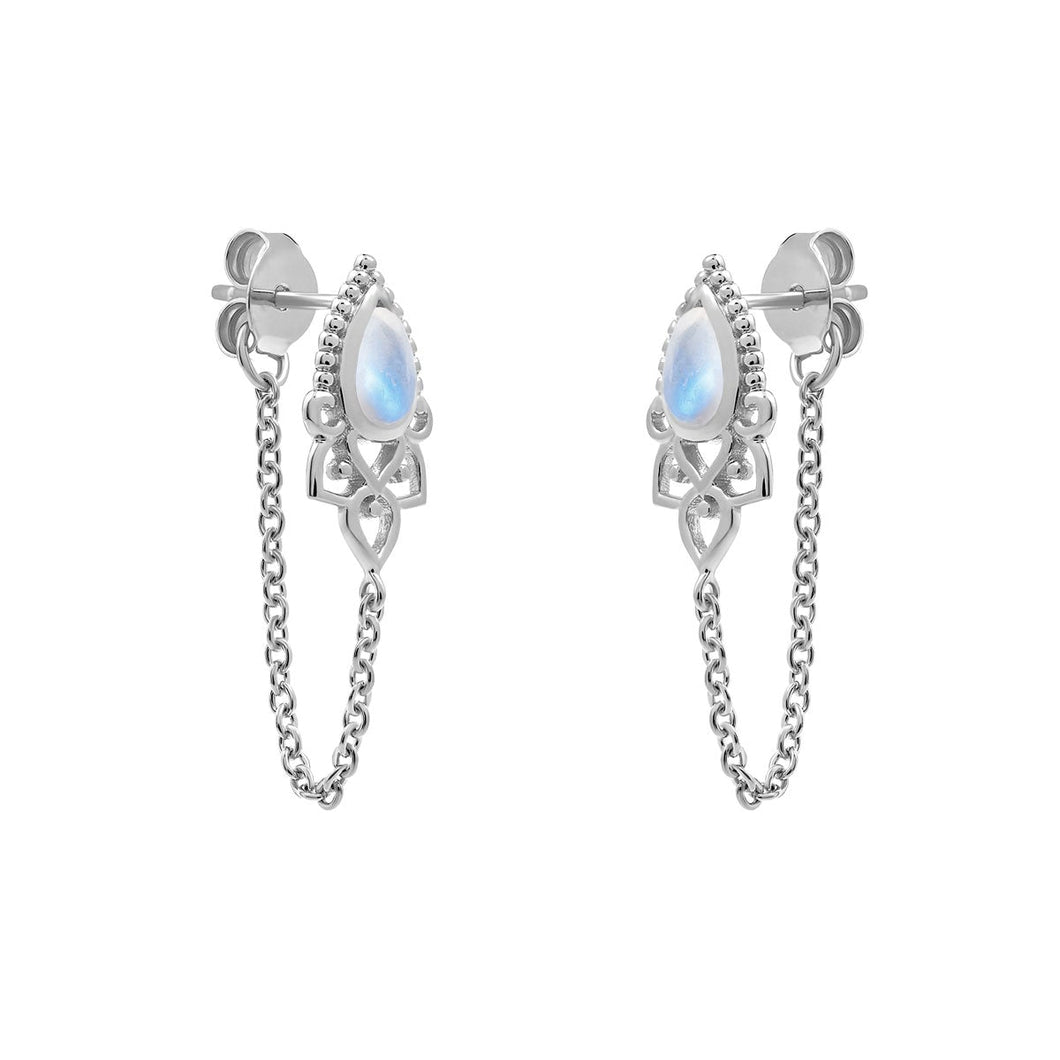 Mystic Temple And Chain Moonstone Studs