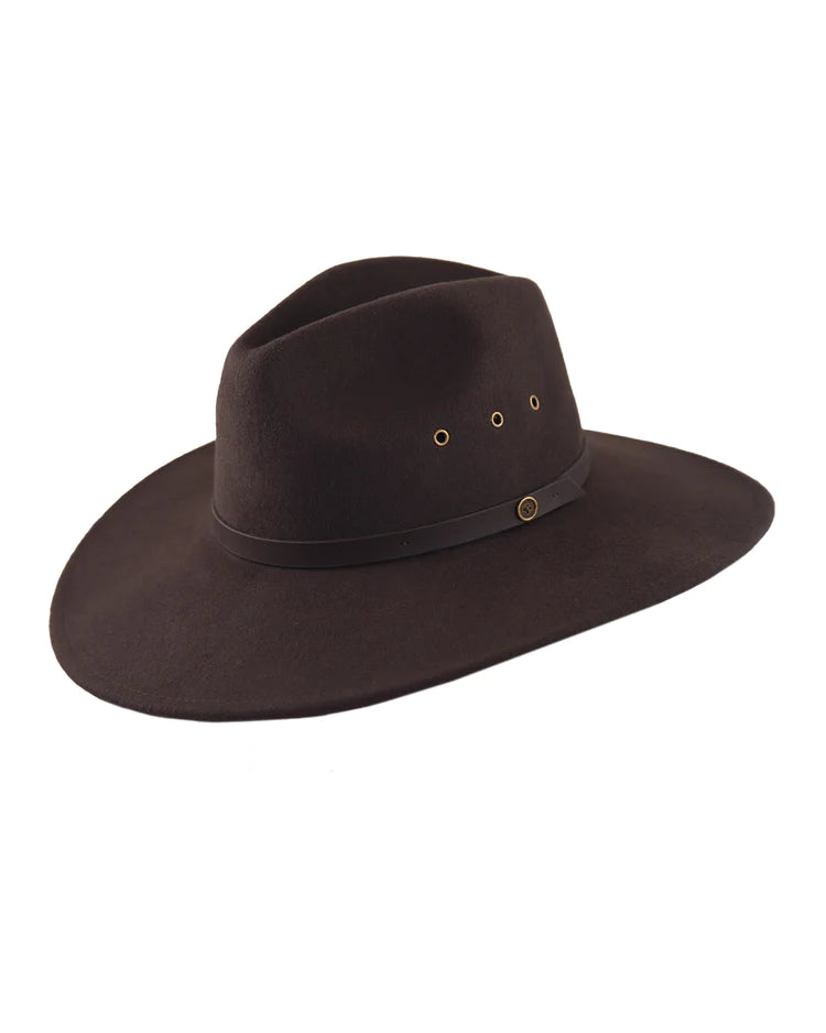 Wide Brim Ratatat 100% Wool Felt Hat Chocolate