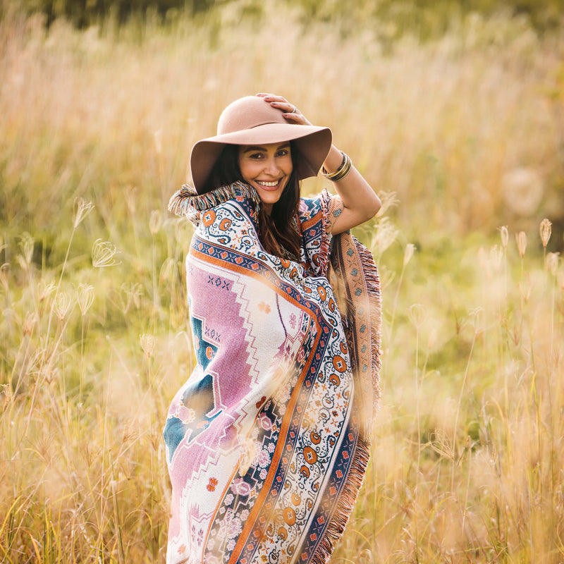 'Strawberry Fields' Woven Picnic Rug/Throw