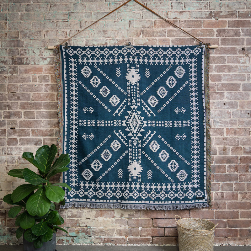'Blue Moon' Woven Picnic Rug/Throw