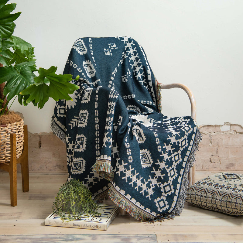 'Blue Moon' Woven Picnic Rug/Throw