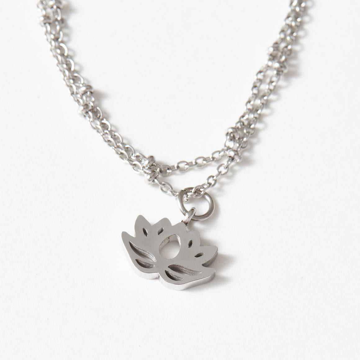 Lotus Charm Ball Chain Bracelet