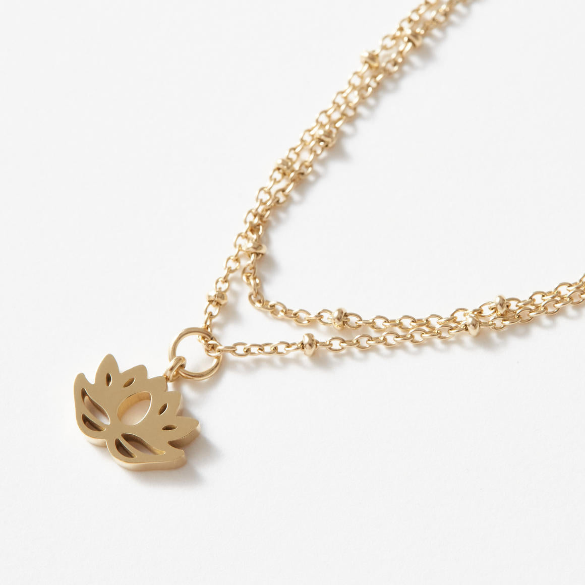 Lotus Charm Ball Chain Bracelet