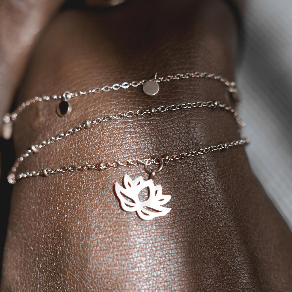 Lotus Charm Ball Chain Bracelet