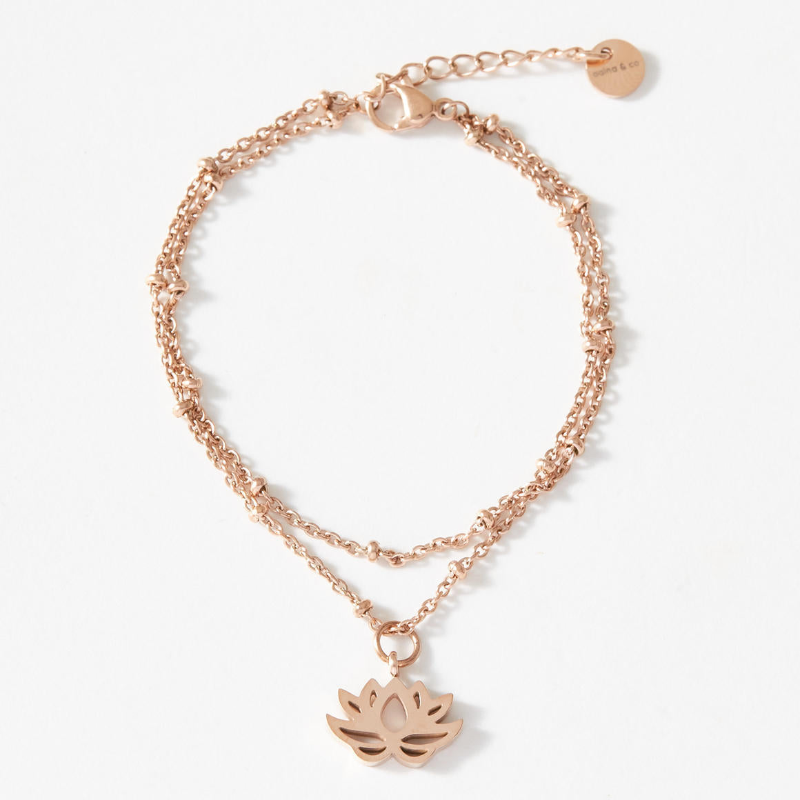 Lotus Charm Ball Chain Bracelet