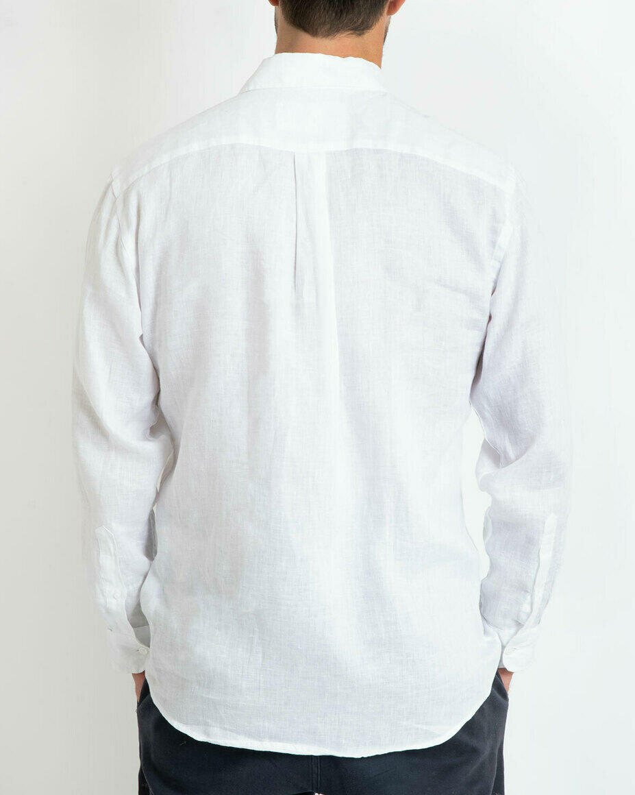 100% Linen Shirt Long Sleeve White
