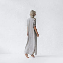 Load image into Gallery viewer, Shirt Dress Maxi Light Grey 100% Linen
