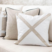 Load image into Gallery viewer, Eastwood White &amp; Jute Cross Cushion 50cm x 50cm
