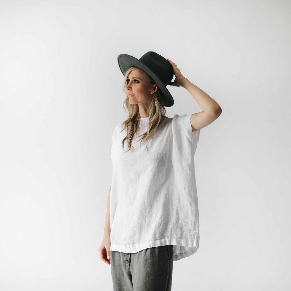 Top White 100% Linen - Desert to Ocean