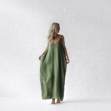 Load image into Gallery viewer, Nanami Dress Olive 100% Linen
