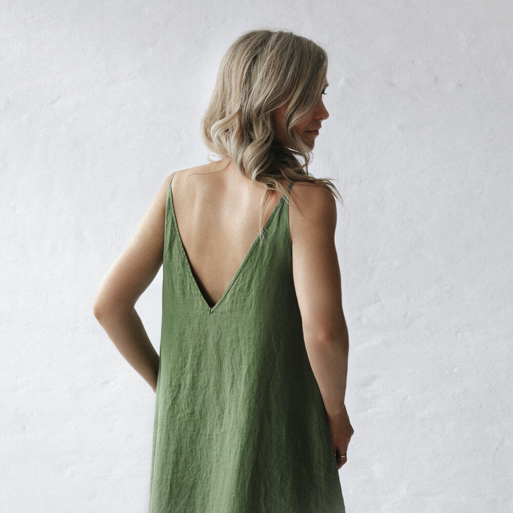 Nanami Dress Olive 100% Linen
