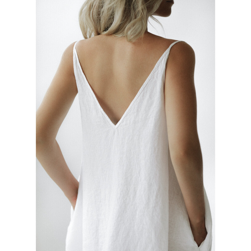 Nanami Midi dress White 100% Linen