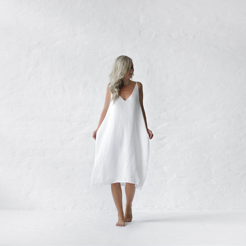 Nanami Midi dress White 100% Linen