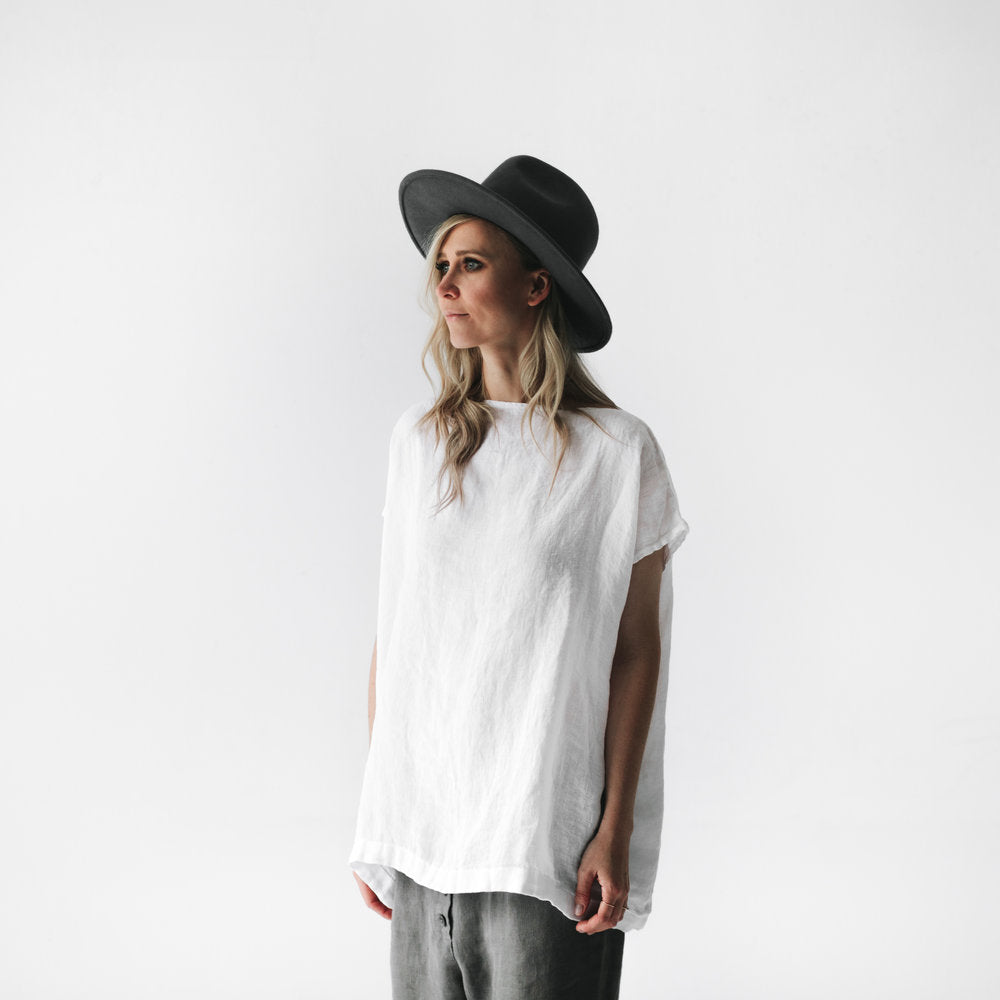 Top White 100% Linen - Desert to Ocean