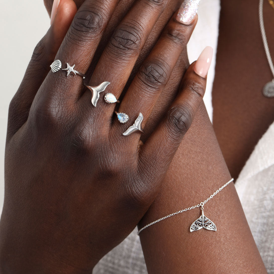 Whale Tail Moonstone Ring - Desert to Ocean