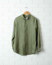 Load image into Gallery viewer, 100% Linen Shirt Long Sleeve Olive
