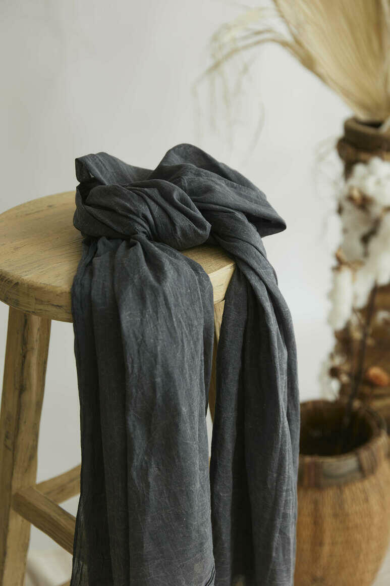 French Riviera 100% Cotton Scarf Charcoal Grey 2m x 1m