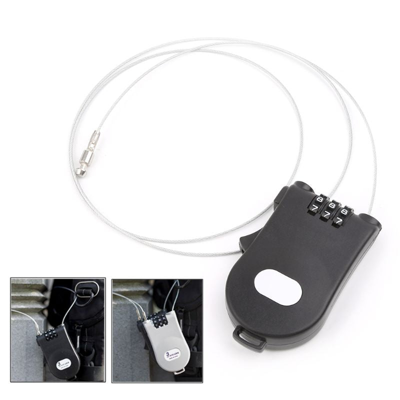 Retractable Wire Anti Theft Combination Lock