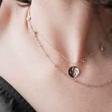 Load image into Gallery viewer, Dainty Necklace with playful discs and Tabono Charm
