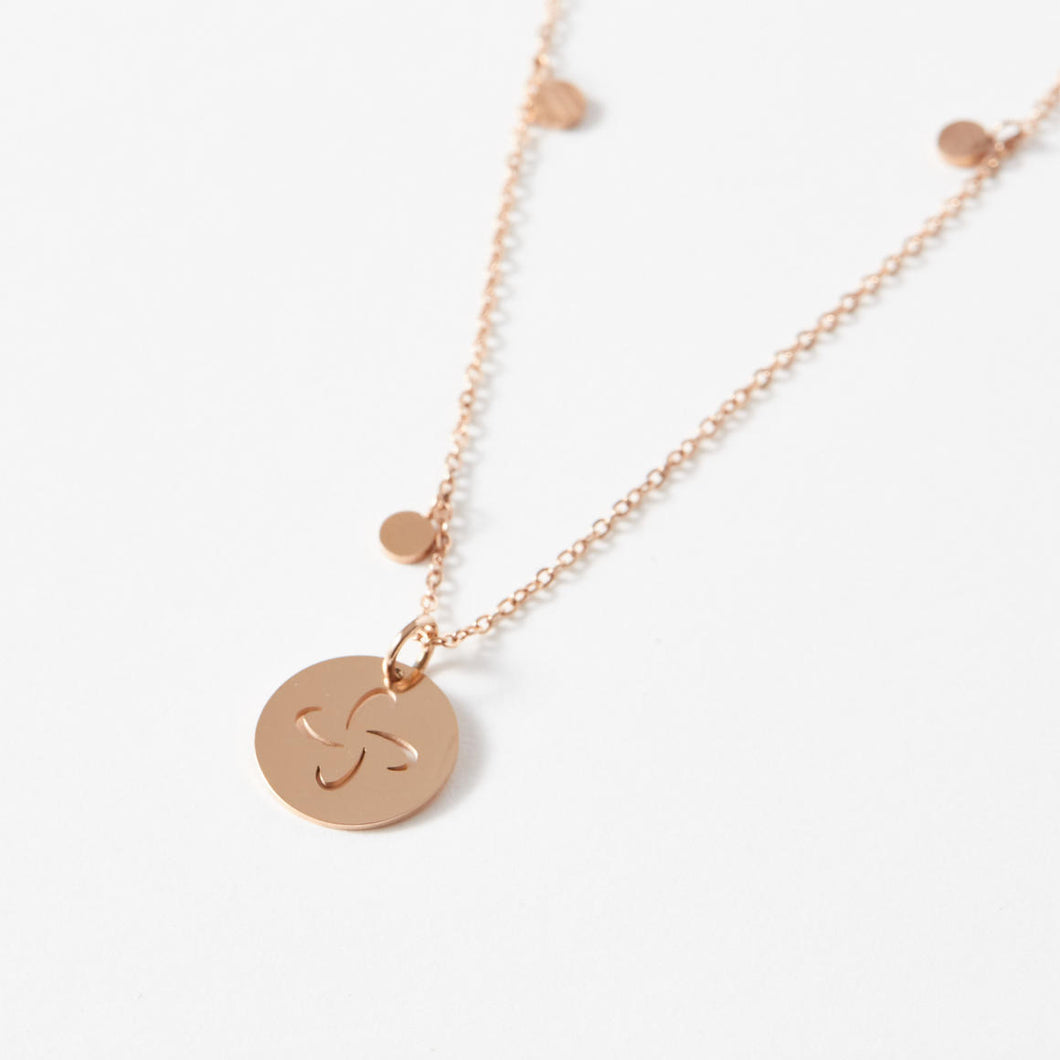 Dainty Necklace with playful discs and Tabono Charm