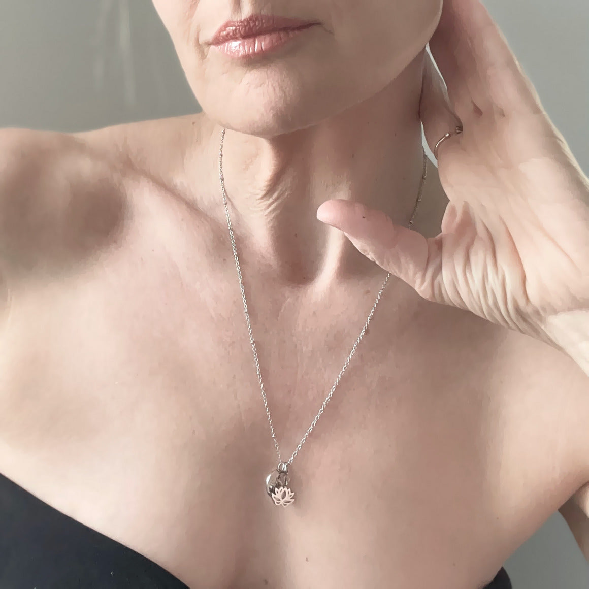 Tabono & Lotus Charm Ball Chain Necklace