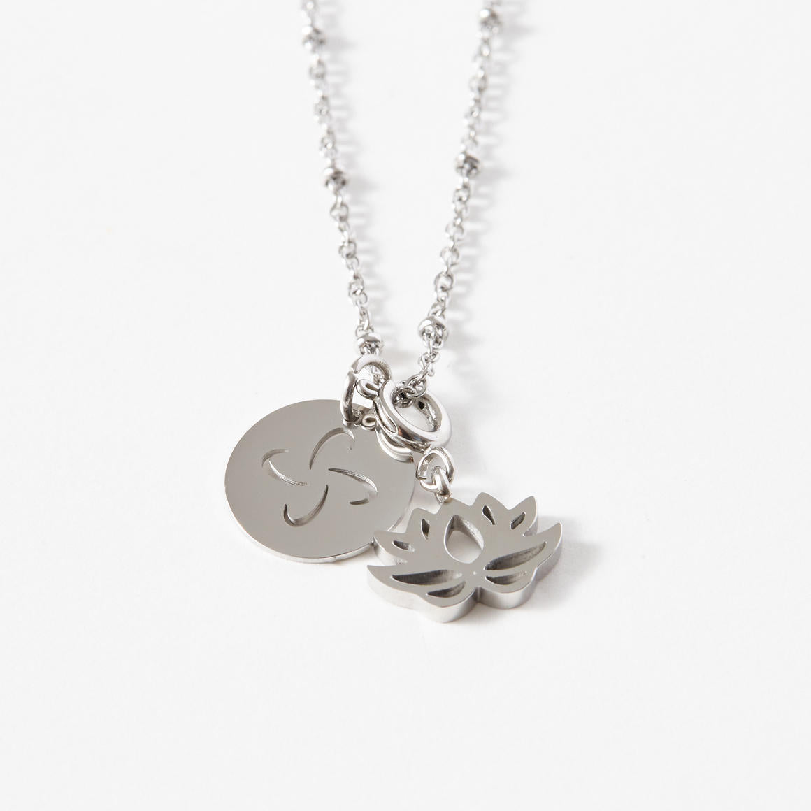 Tabono & Lotus Charm Ball Chain Necklace