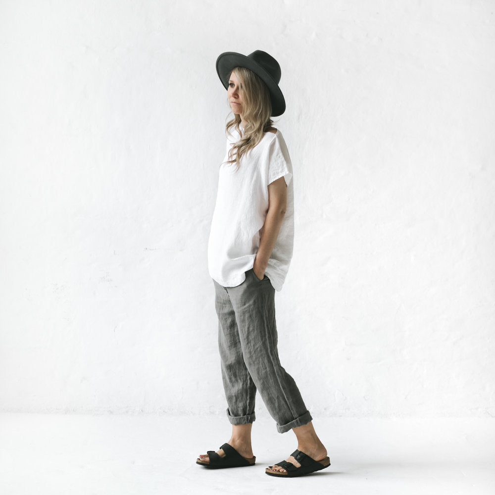 Top White 100% Linen - Desert to Ocean