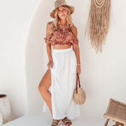 Tidal Linen Skirt White