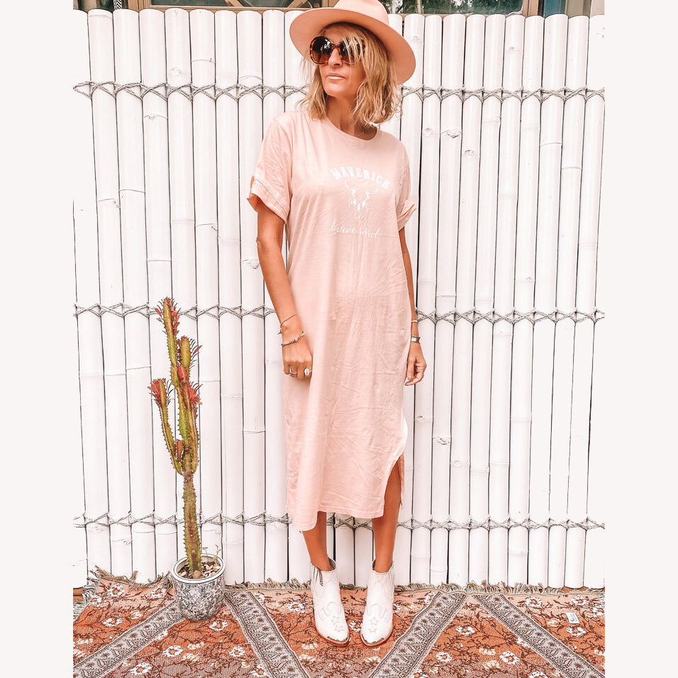 Maverick Tee Dress Pink Salt - Desert to Ocean