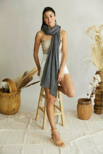 Load image into Gallery viewer, French Riviera 100% Cotton Scarf Charcoal Grey 2m x 1m
